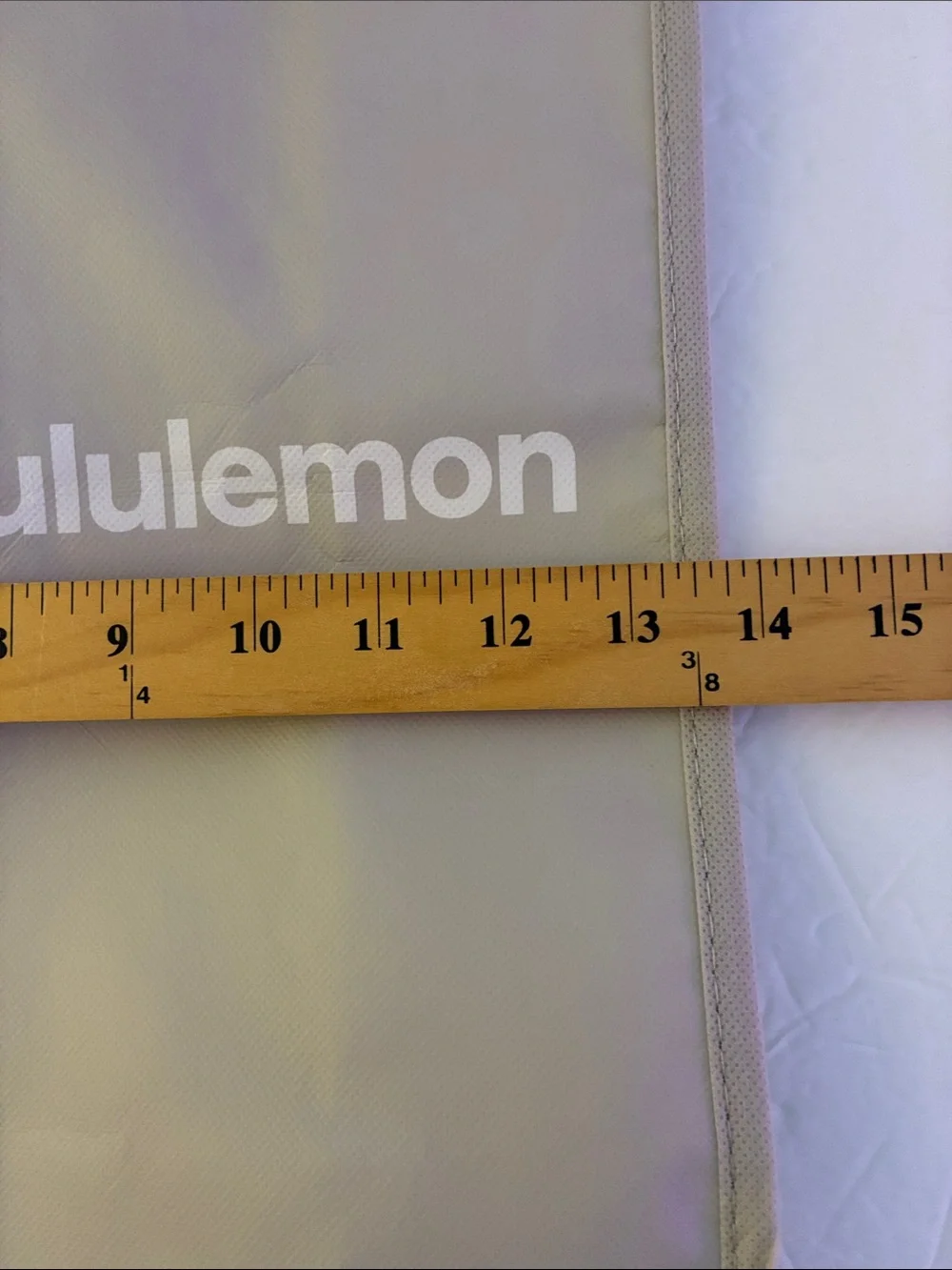 Lululemon Reusable Shopping Tote Bag Large Tan Beige Logo Shopper Snap